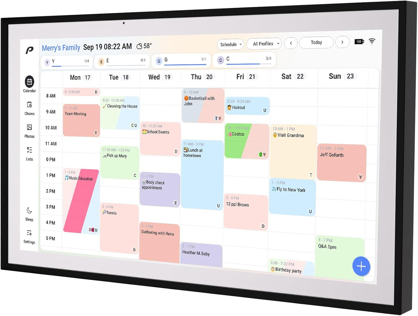 Digital Calendar, 15.6 inch Wall Planner & Chore Chart, Rechargeable Full HD Touchscreen Display, Portable Smart Family Organizer, Event Planner, Desk and Wall mountable, No Subscription, Christmas Gifts for Dad Mom