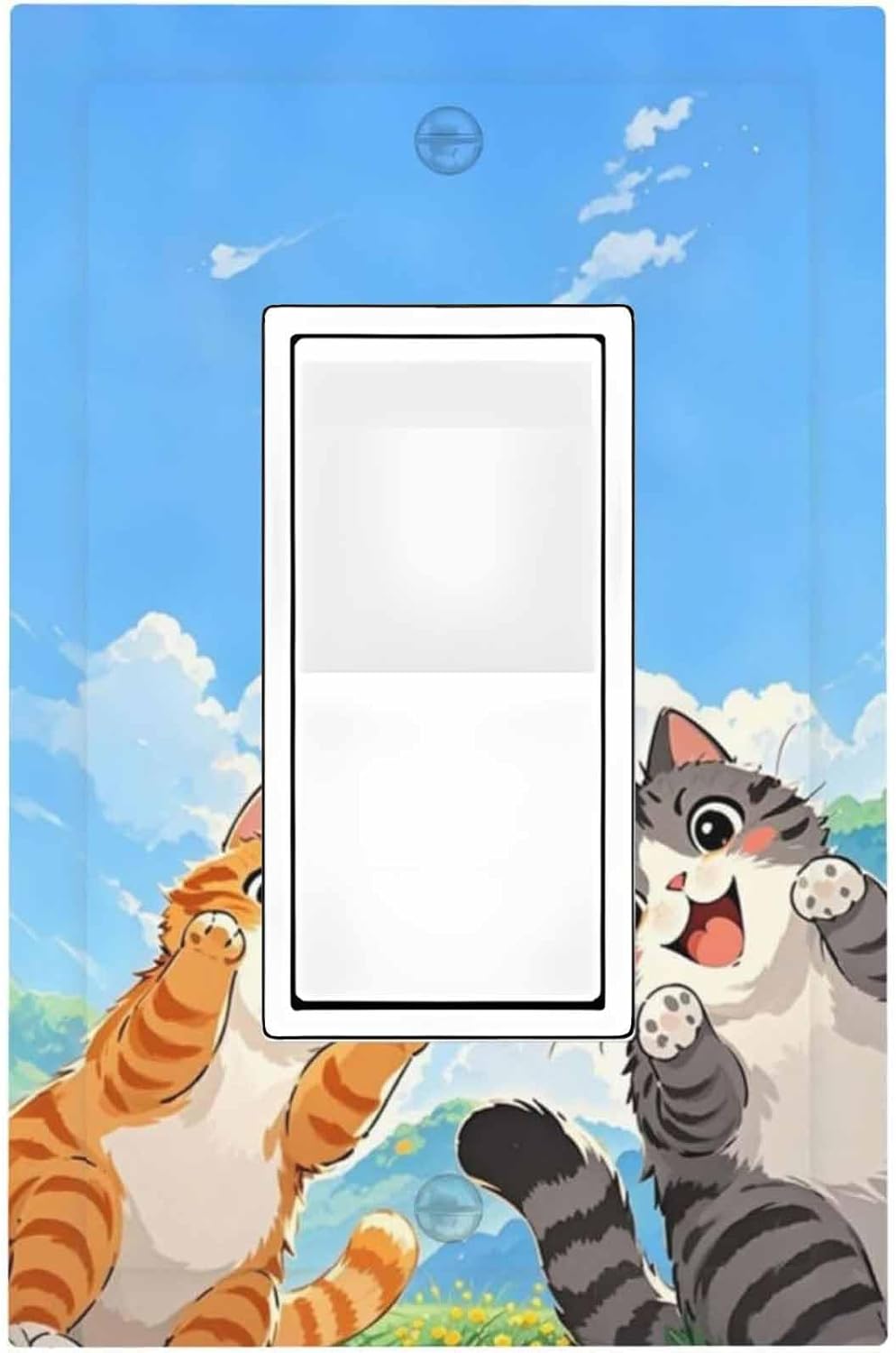 Decorative Outlet Covers Orange Gray Cute Cat Sky Cloud Cat S Paw 1 Gang Single Rocker Light Switch Cover Plate Wall Plates Gfci Faceplate For Kids Room Nursery Decor