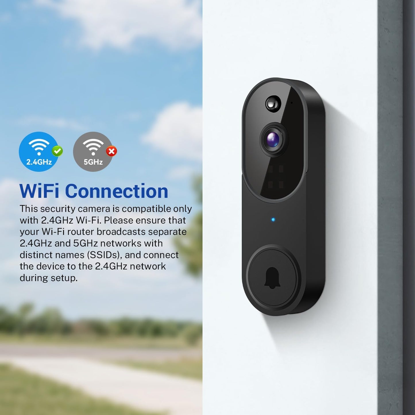 1080P Smart Wireless Video Doorbell Camera, Night Vision, Real-Time Alerts, AI Human Detection, Two-Way Talk, Cloud Storage, Night Vision, Battery Rechargeable(Receiver not Included)