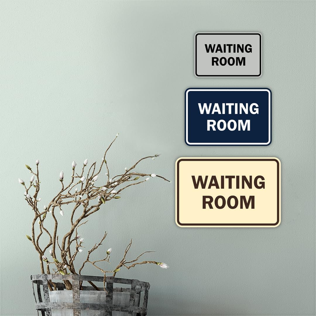 Signs ByLITA Classic Framed Waiting Room (Brushed Silver) - Small 2 Pack