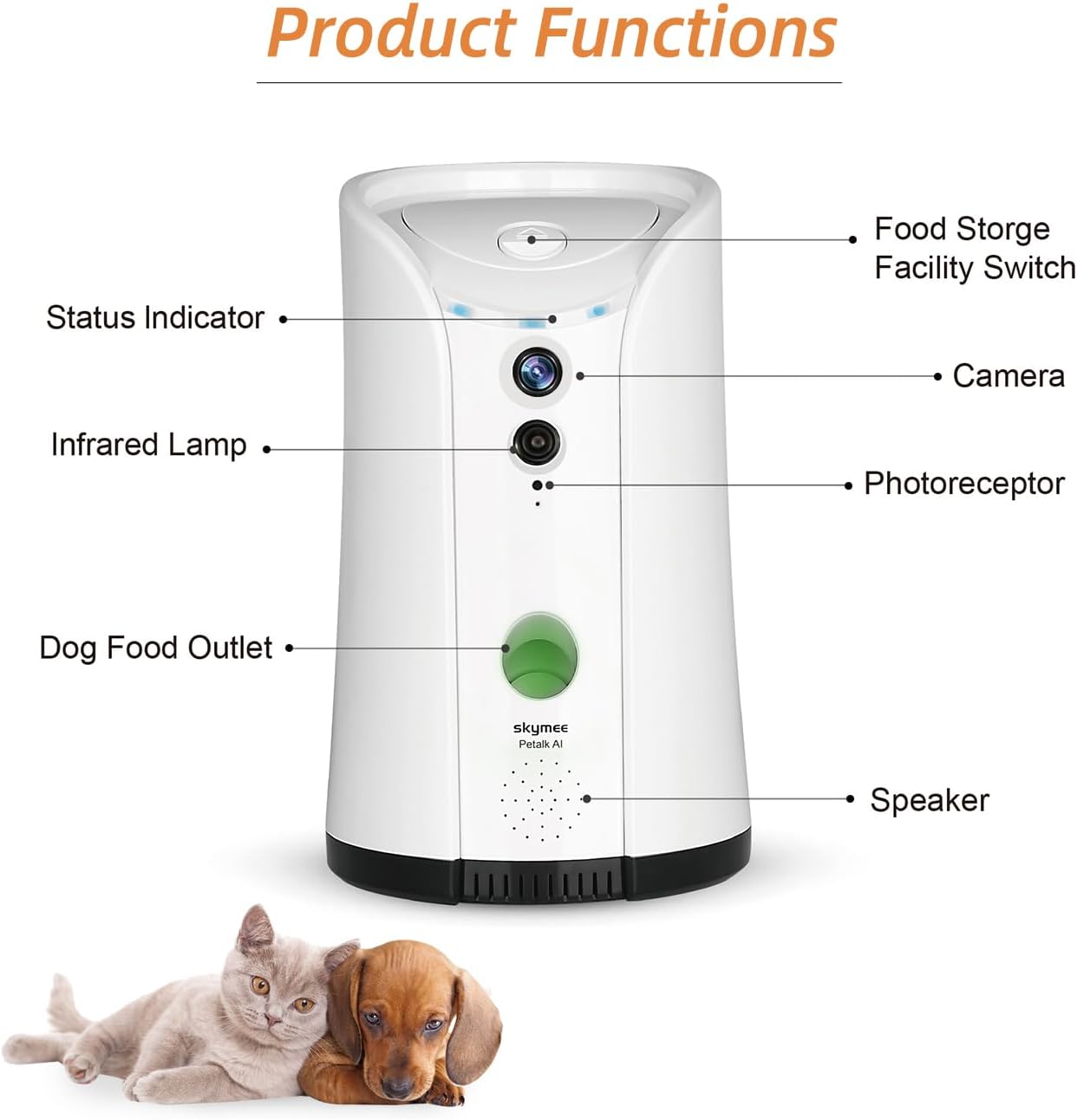Petalk AI Dog Camera Automatic Treat Dispenser, 5G&2.4G WiFi HD Pet Camera, Remote Treat Tossing