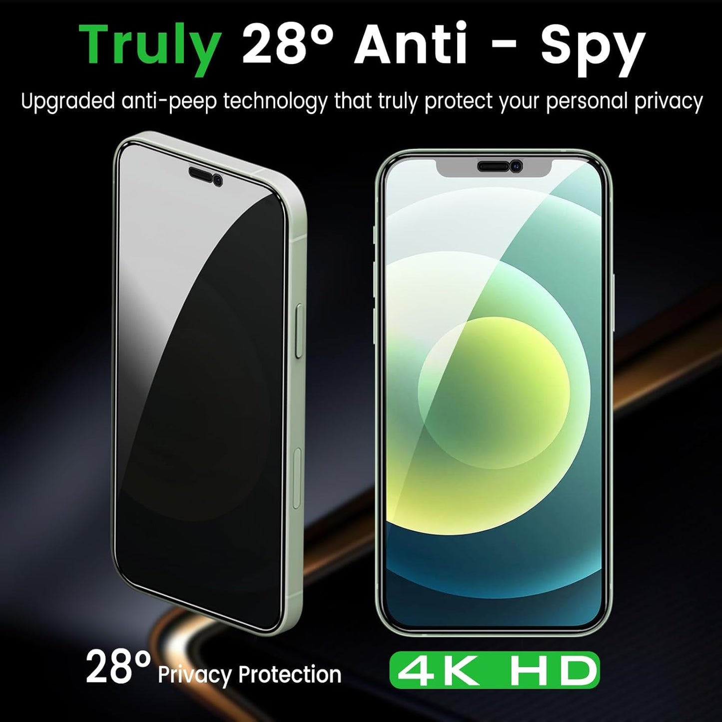 3 Pack Privacy Screen Protector for iPhone 12 6.1 Inch with 3 Pack Camera Lens Protector, Anti Spy Tempered Glass Film, Anti-Scratch, Touch Sensitive, Case Friendly