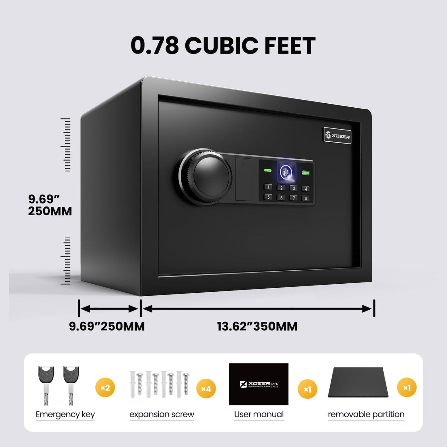 XDeer Biometric Safe Box with Fireproof Bag, Quick-Access Security Safe Box with Upgraded Fingerprint, Steel Handgun Safe Lock Box for Kid/Home/Office (0.78 Cu.Ft+ Bag)