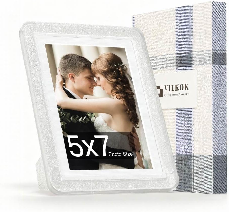 Crystal 5x7 Picture Frame with Acrylic Front, ABS Frame for 5x7 or 4x6 Photos, Shatterproof UV-Resistant Tabletop Photo Frame, Vertical/Horizontal Display for Home Décor