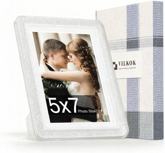 Crystal 5x7 Picture Frame with Acrylic Front, ABS Frame for 5x7 or 4x6 Photos, Shatterproof UV-Resistant Tabletop Photo Frame, Vertical/Horizontal Display for Home Décor
