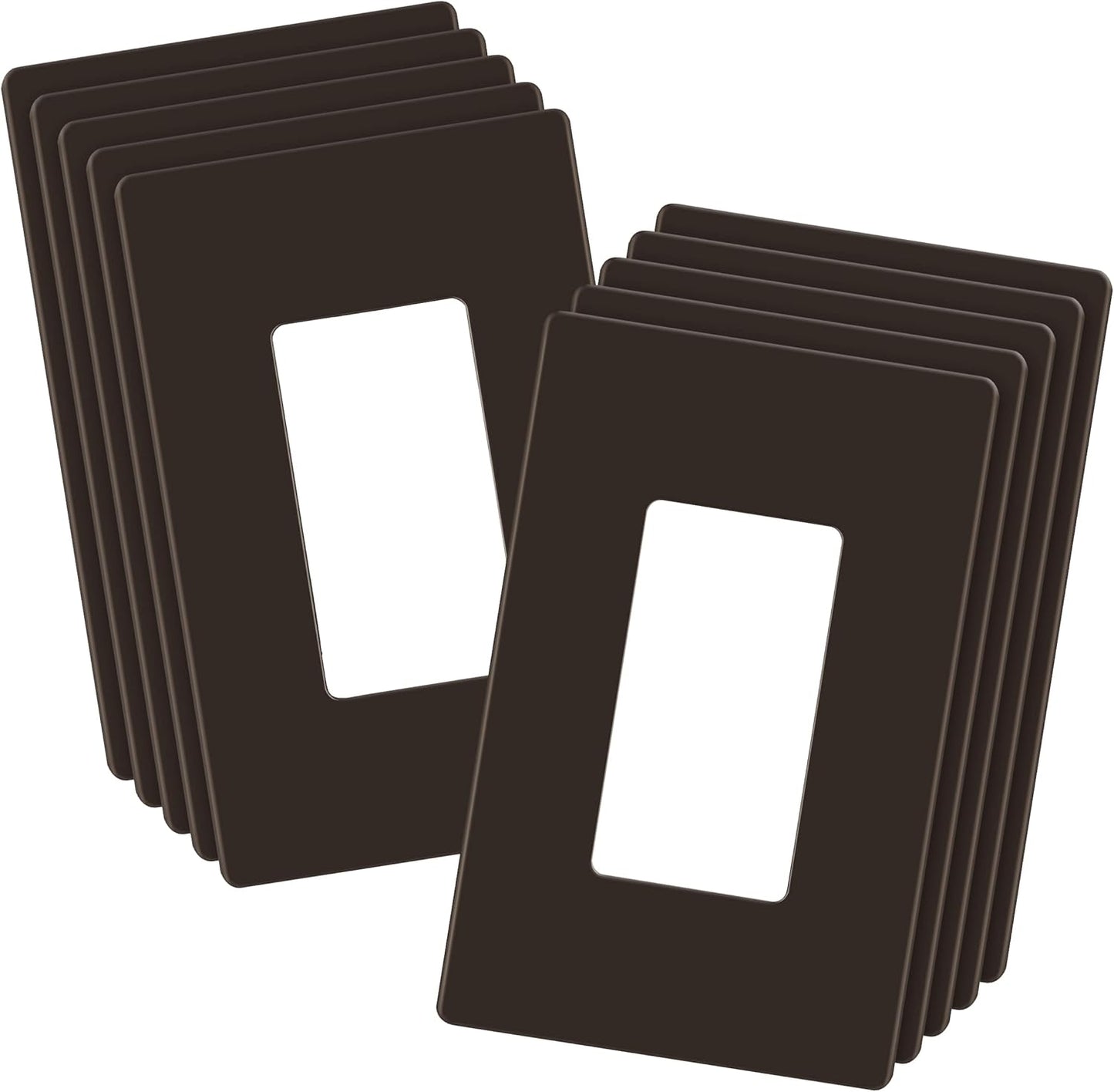 LIDER Matte Finish Decorator Switch Cover, Screwless Wall Plate, Mid-Size 1-Gang 4.88" x 3.11", Unbreakable Polycarbonate Thermoplastic, UL Listed, LSWP-31M-BR10P, Brown, 10 pack