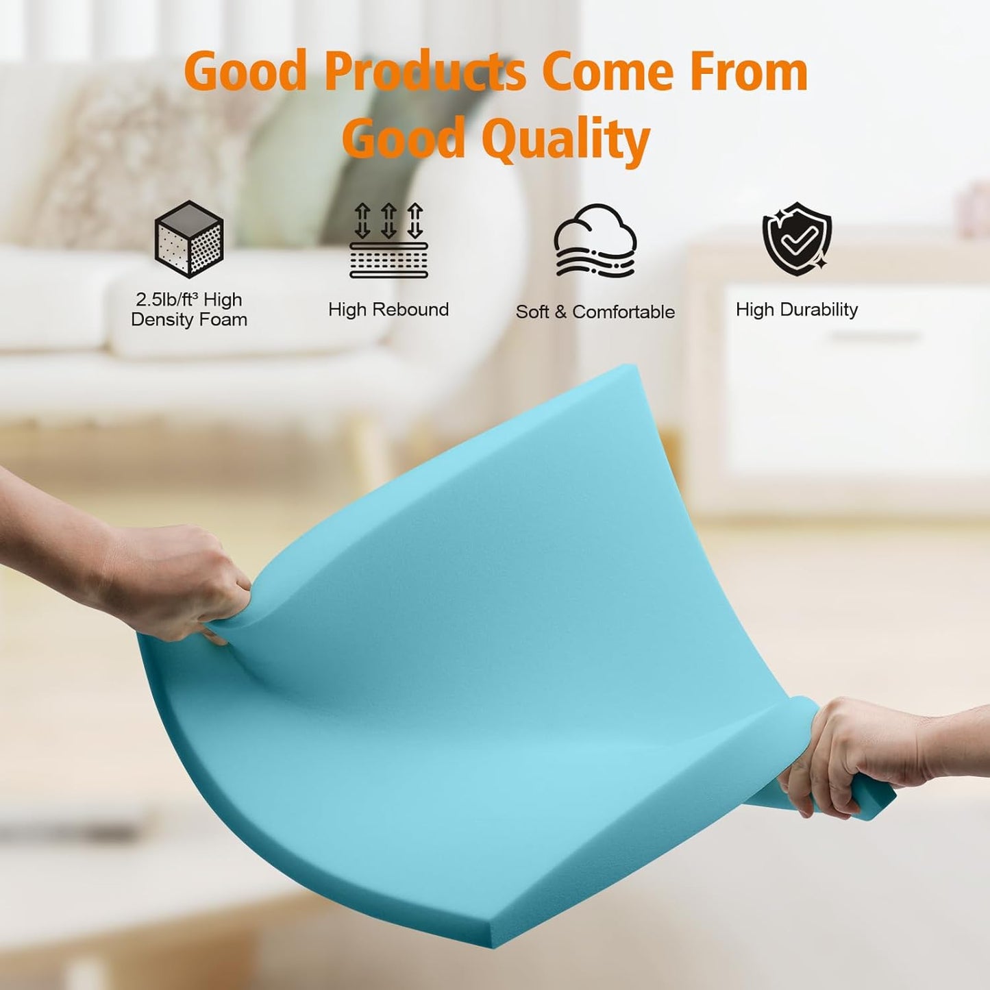 Couch Cushions Support for Sagging Seat 20"X 20"Insert padsSupports Board Sofa Furniture seat Cushion Under Sag Repair, Curved High Density Foam Replacement for Sectional Loveseat Chair Blue Set of 1