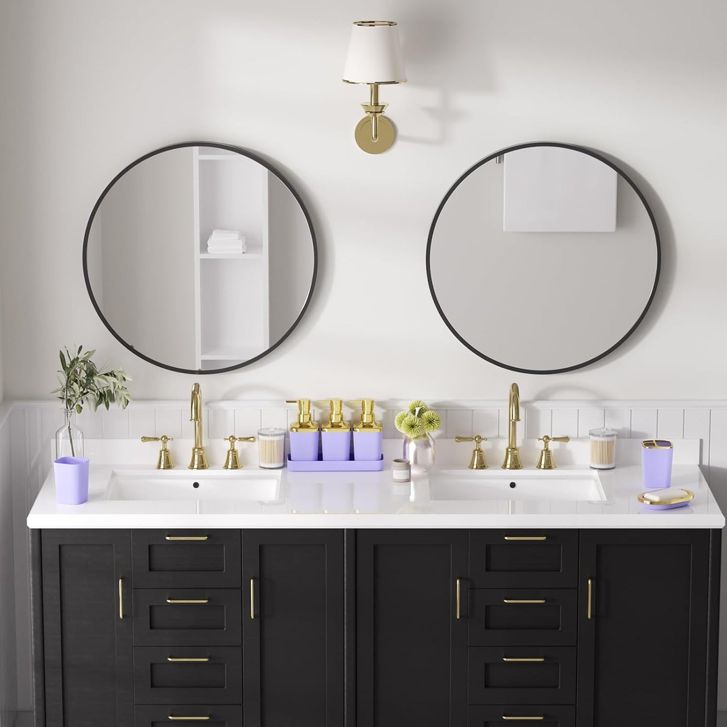 Bathroom Accessory Set, 11PC Bathroom Set, Purple Bathroom Accessories, Bathroom Accessories Set with Trash Can, 3PC Soap Dispensers and Toilet Brush