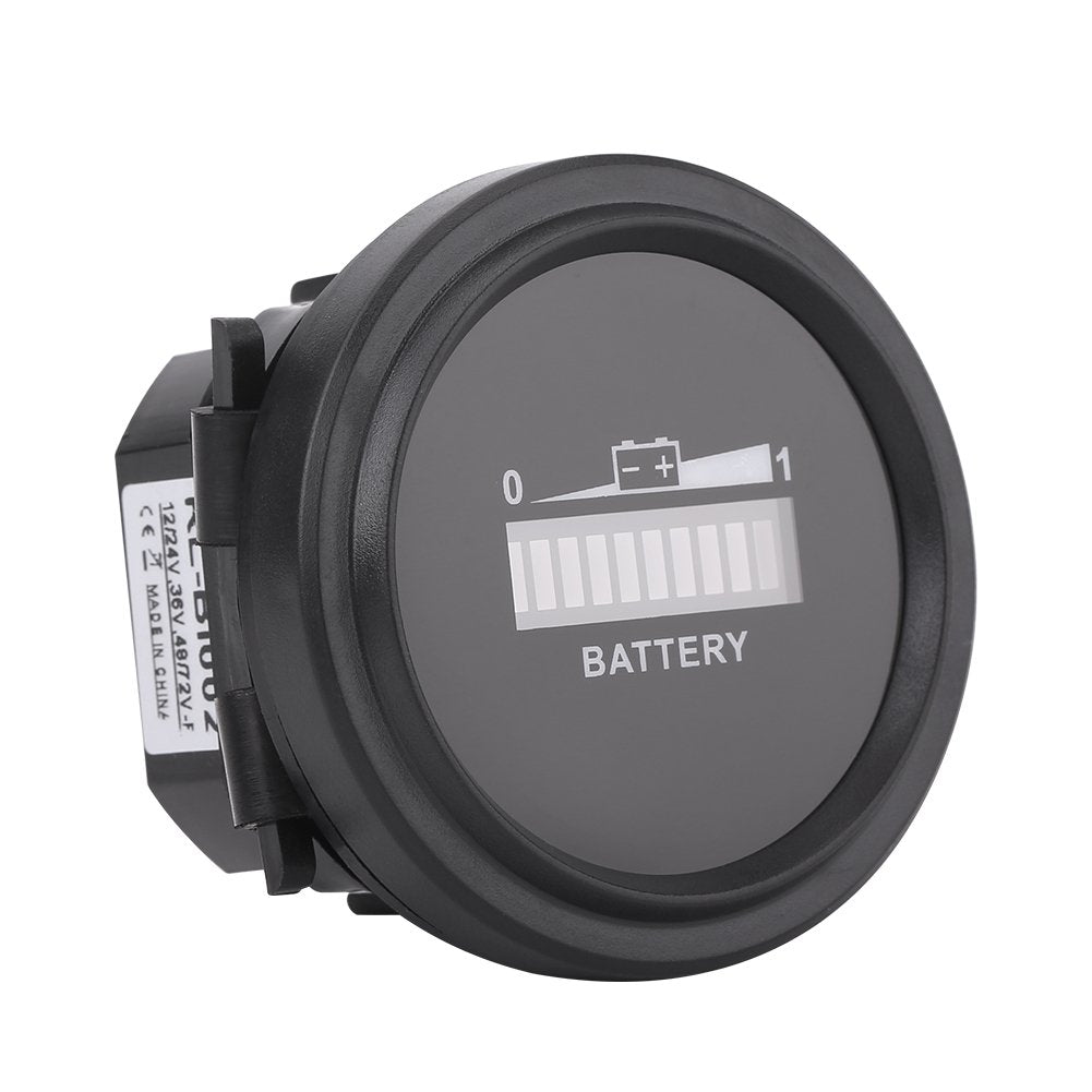 Estink LED Battery Indicator Meter, 12V/24V/36V/48V/72V Cart Battery Indicator, Round Status Indicator for Cart