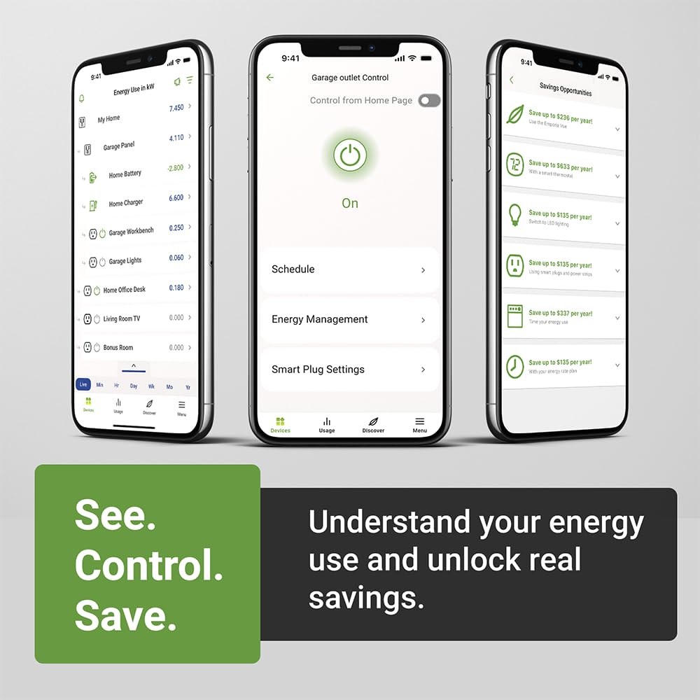 Emporia Energy Monitoring Smart Plug, WiFi Smart Outlet Plug Works with Alexa and Google Home - 15a WiFi Outlet with Timer, Mobile App, Home Energy Monitor, Scheduling - 2.4ghz WiFi Only (4 Pack)