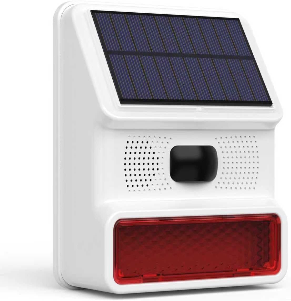 Solar Outdoor Wireless Motion Sensor Alarm,High-Decibel Siren with Sound and Strobe Light Motion Sensor–Protects Homes,Farms,Garages,Ranches & More,Deters Potential Threats,NO Remote or WiFi