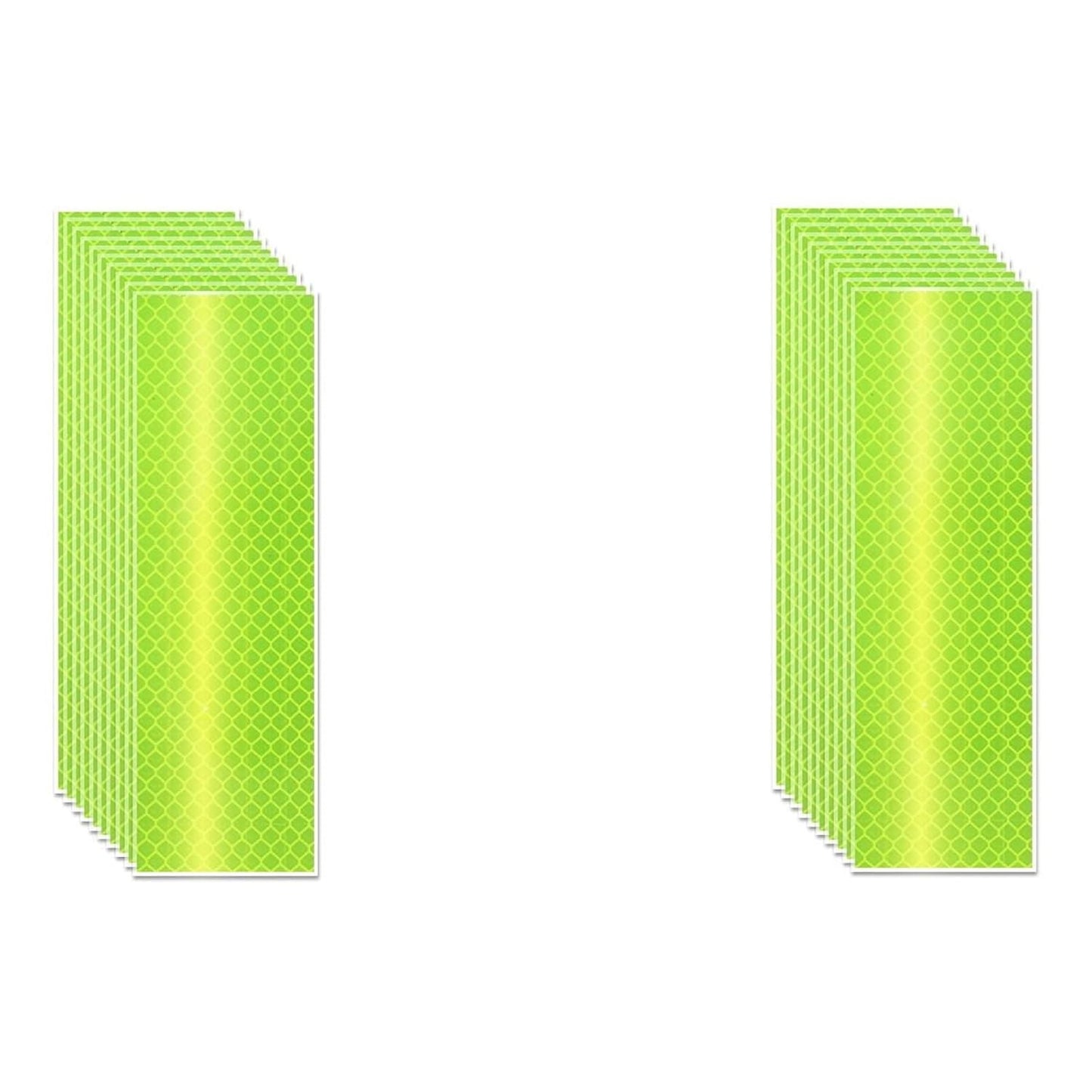 Non Fading Fluorescent Yellow Reflective Stickers 2 inch X 6 inch, Outdoor Waterproof High Visibility Safety Adhesive Reflector (20 Pcs)