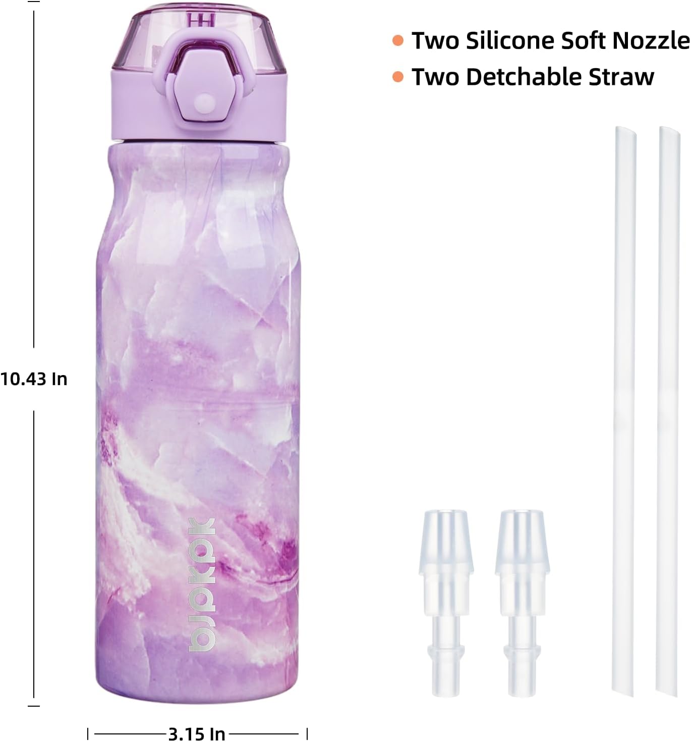 BJPKPK Water Bottle with Straw 25oz Insulated Water Bottles Reusable Stainless Steel Metal Thermal Flask with Leak Proof Lockable Lid and Carry Handle,Dawn