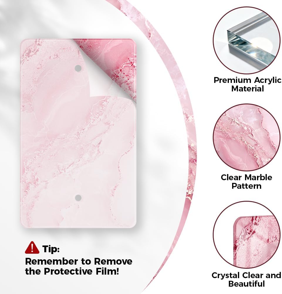 Abstract Pink Marble Design Acrylic Light Switch Plate Acrylic Decorative Wall Outlet Cover Switch Plates Triple Wall Plates