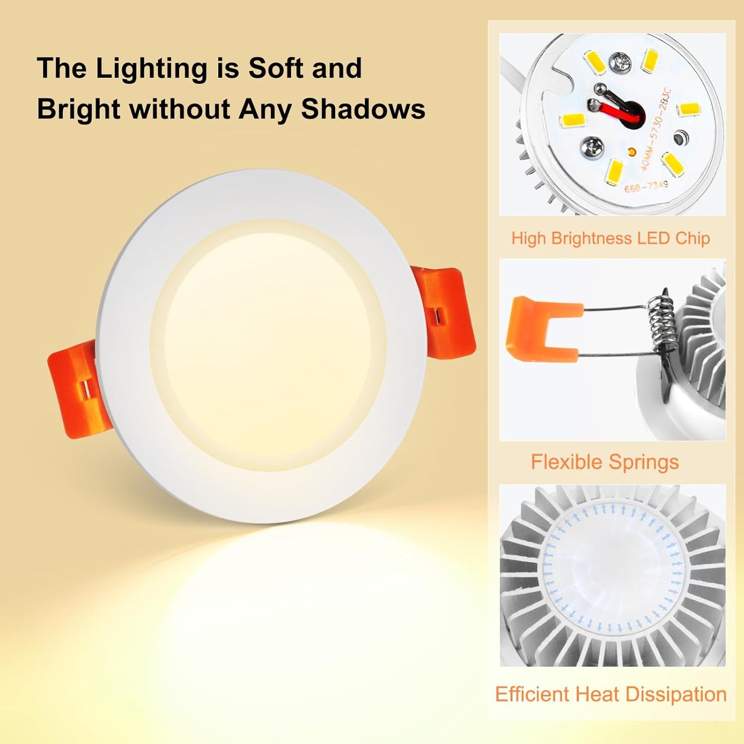 YGS-Tech 2 Inch LED Recessed Lighting, Dimmable Downlight 3W(35W Halogen Equivalent), CRI80, 3000K Warm White Ceiling Light with LED Driver(16 Pack)