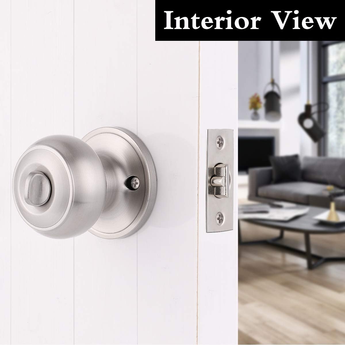 Gobrico Round Keyed-Alike Exterior Door Hardware Entrance Locksets Door Knobs, Satin Nickel, 3Pack, Stainless Steel