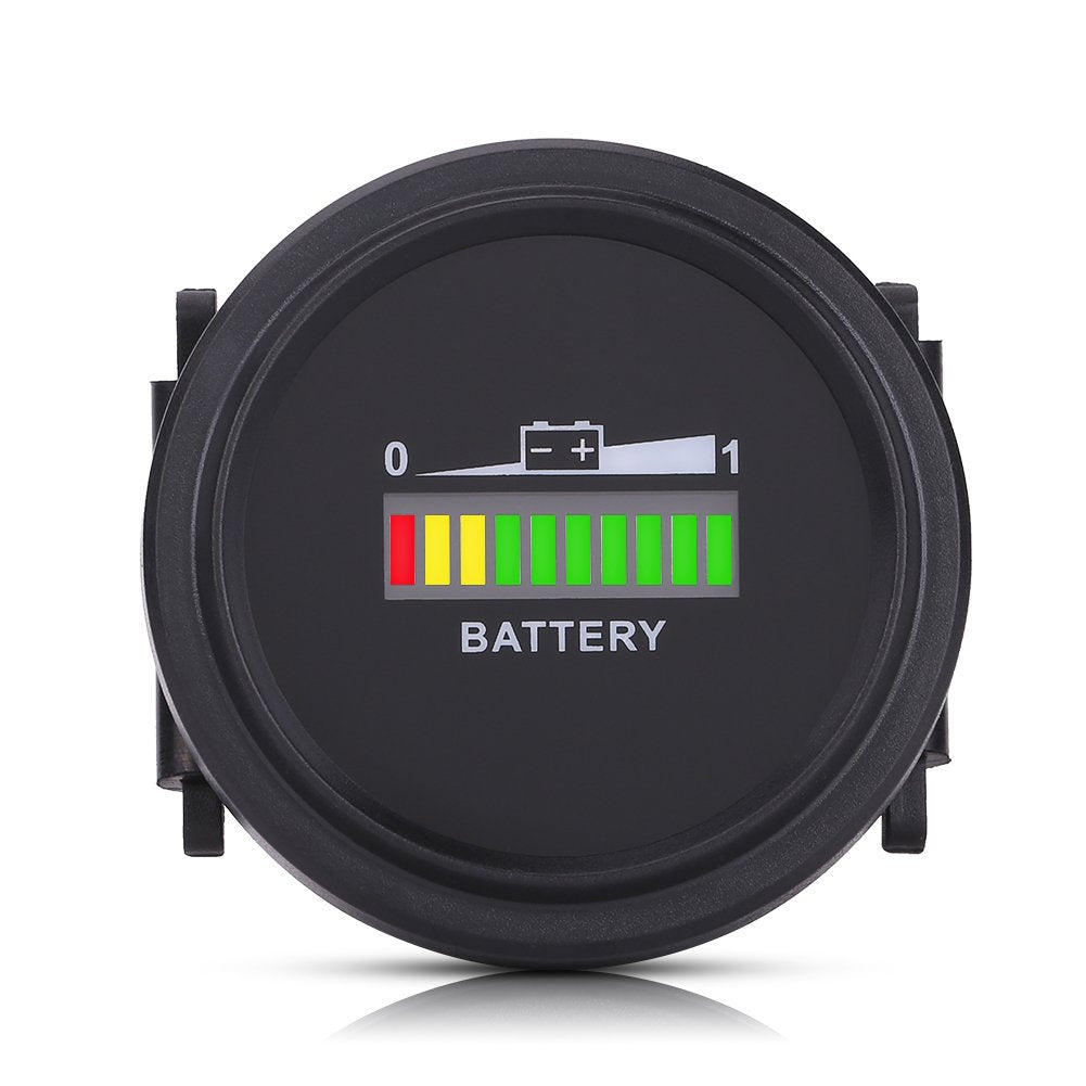 Estink LED Battery Indicator Meter, 12V/24V/36V/48V/72V Cart Battery Indicator, Round Status Indicator for Cart