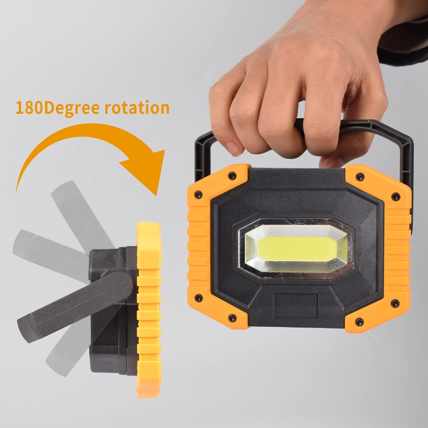 OTYTY LED Work Light 2-Pack, 30W 1500LM Portable Rechargeable Flood Lights with Magnetic Base, 4200mAh Battery for Outdoor, Camping, Hiking, Emergency, Car Repairing, Job Site Lighting (W841 Yellow)