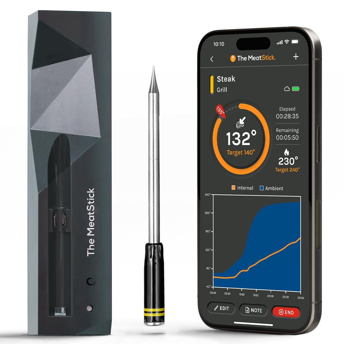 MeatStick Wireless Meat Thermometer for Grilling, Smoking, BBQ, Air Fryer, Deep Frying, Oven, Sous Vide