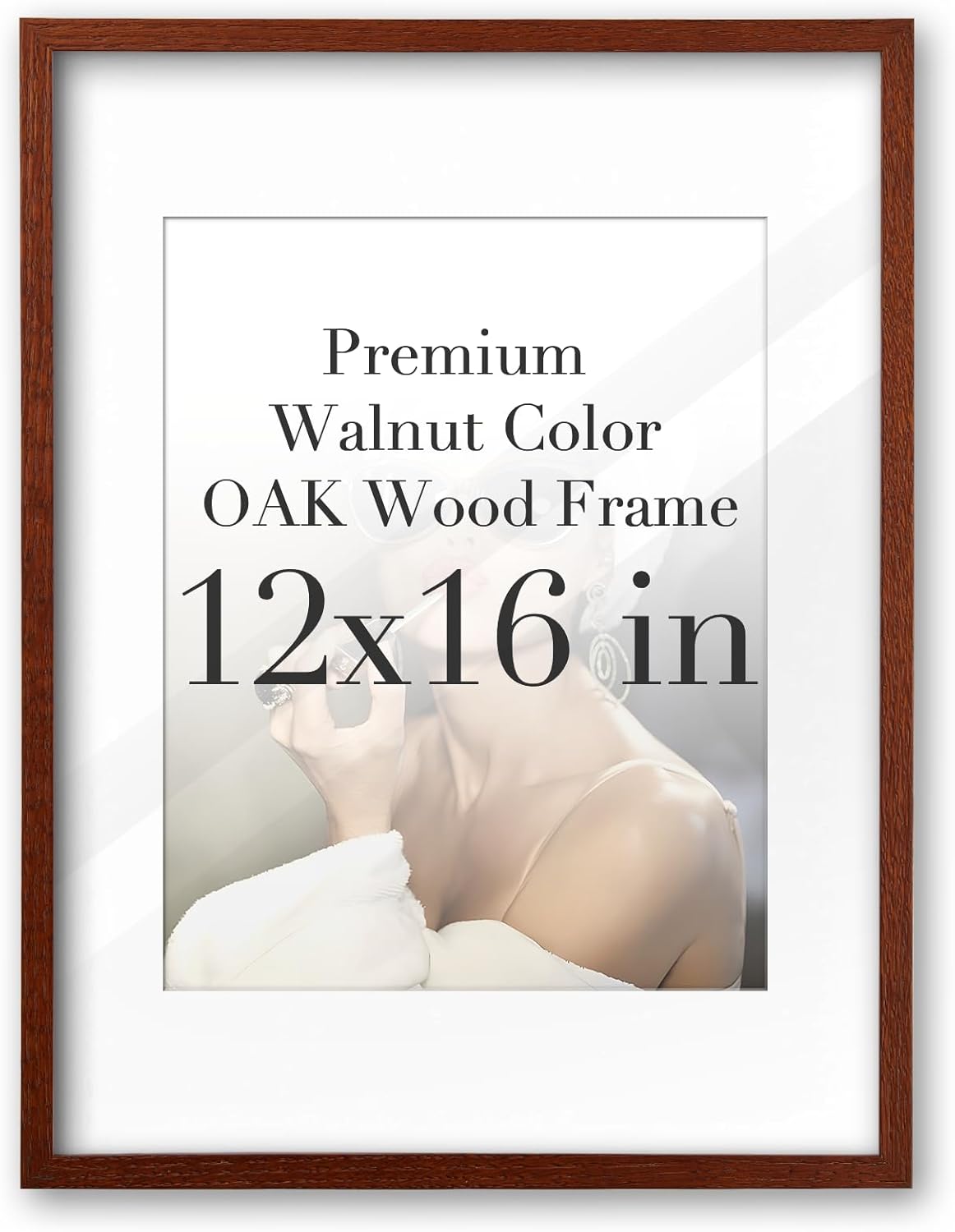 iHery Standard 12x16in Truly Natural OAK Wood Walnut Color Picture Frame with High Transparency Acrylic Glass Thickened Backboard, Photo Frames Minimalistic Design Narrow Border 1Pack
