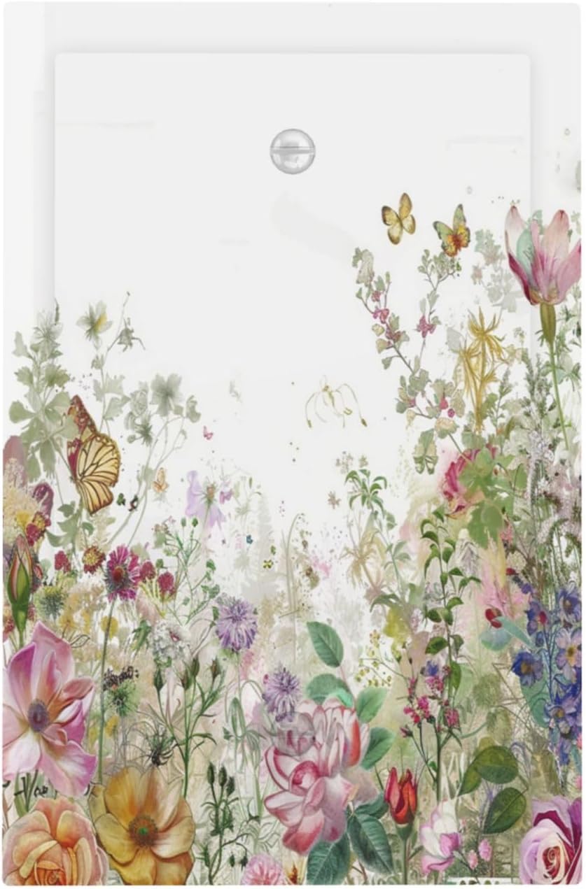 Light Switch Cover Plate Boho Wildflower Colorful Floral Butterfly 1 Gang No Device Blank Electrical Wall Plates Faceplate Decorative Switch Plate For Bed Room Living Room Decor