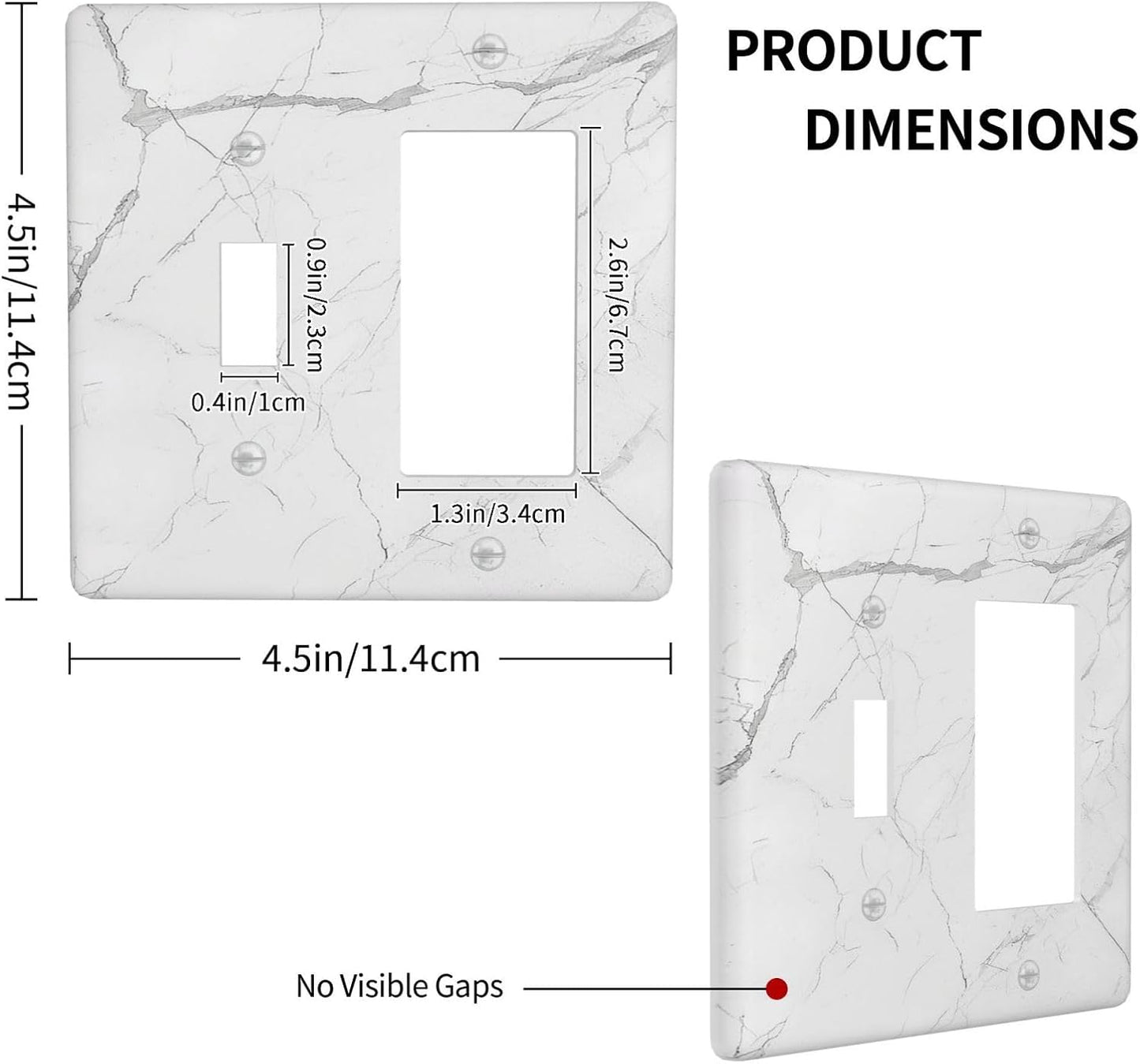 Outlet Covers White Grey Abstract Modern Marble 1 Toggle 1 Rocker Combination Decorative Wall Plate Electrical Switch Plates Light Switch Cover Plate for Bathroom Kitchen Decor