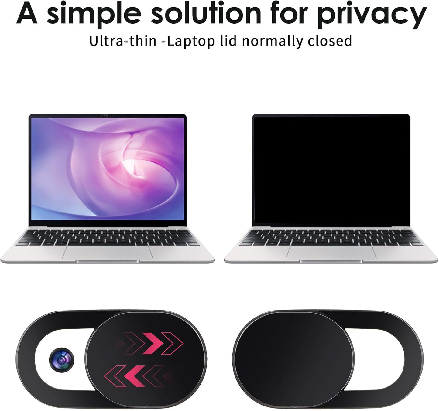 60 Pcs Webcam Cover Slide, Ultra Thin Laptop Webcam Covers, Strong Adhensive Computer Camera Covers Slide, Phone Camera Cover, Black ABS Material, Protect Privacy & Security