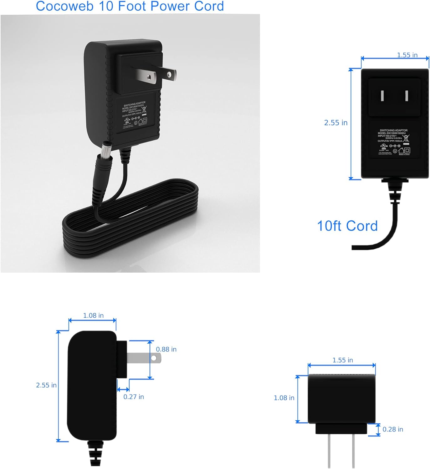 Cocoweb 9 Inch Tru-Slim Black Picture Light - LED, 2700K, Adjustable Arm, Plug-in, Toggle Switch, Sleek and Compact Design