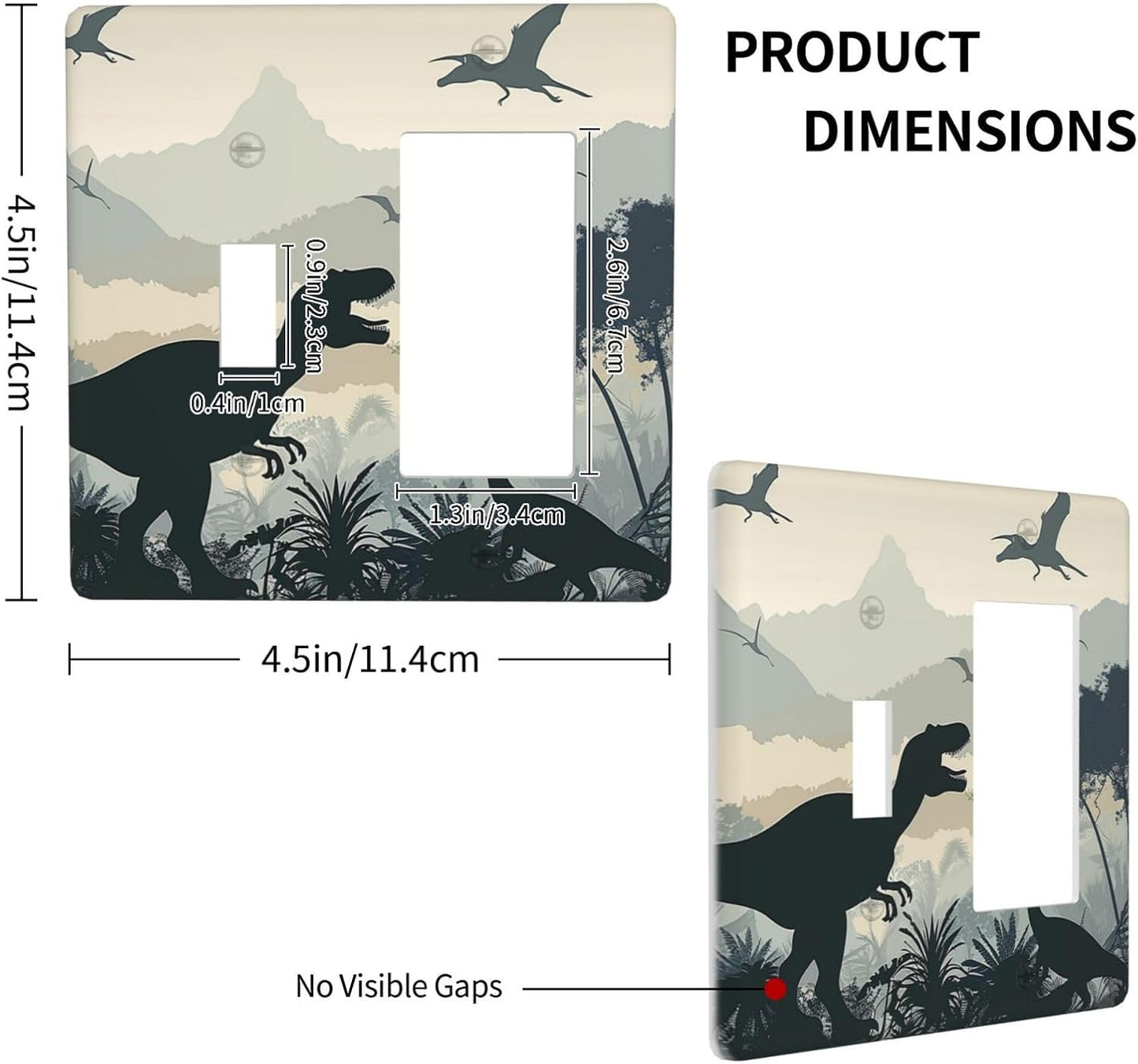 Outlet Covers Prehistoric World Dinosaur Cartoon Fores 1 Toggle 1 Rocker Combination Decorative Wall Plate Electrical Switch Plates Light Switch Cover Plate for Kids Room Nursery Decor