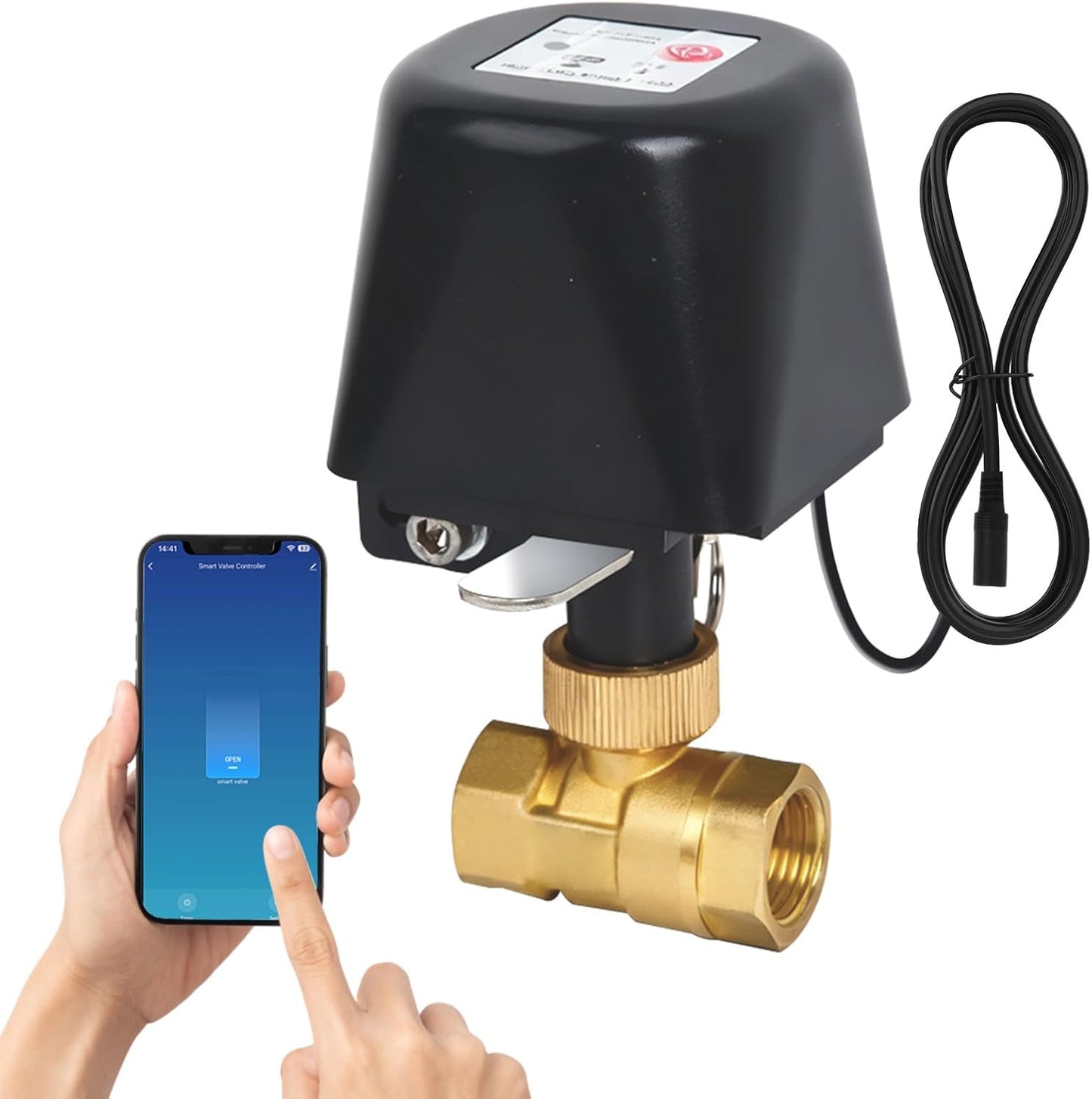 Owfeel WiFi Smart Water Valve, APP Remote Control, DN15 Ball Brass Water Valve, Compatible With Alexa, Google and Application Program iOS/Android, Only Supports 2.4 GHz WiFi (1/2")