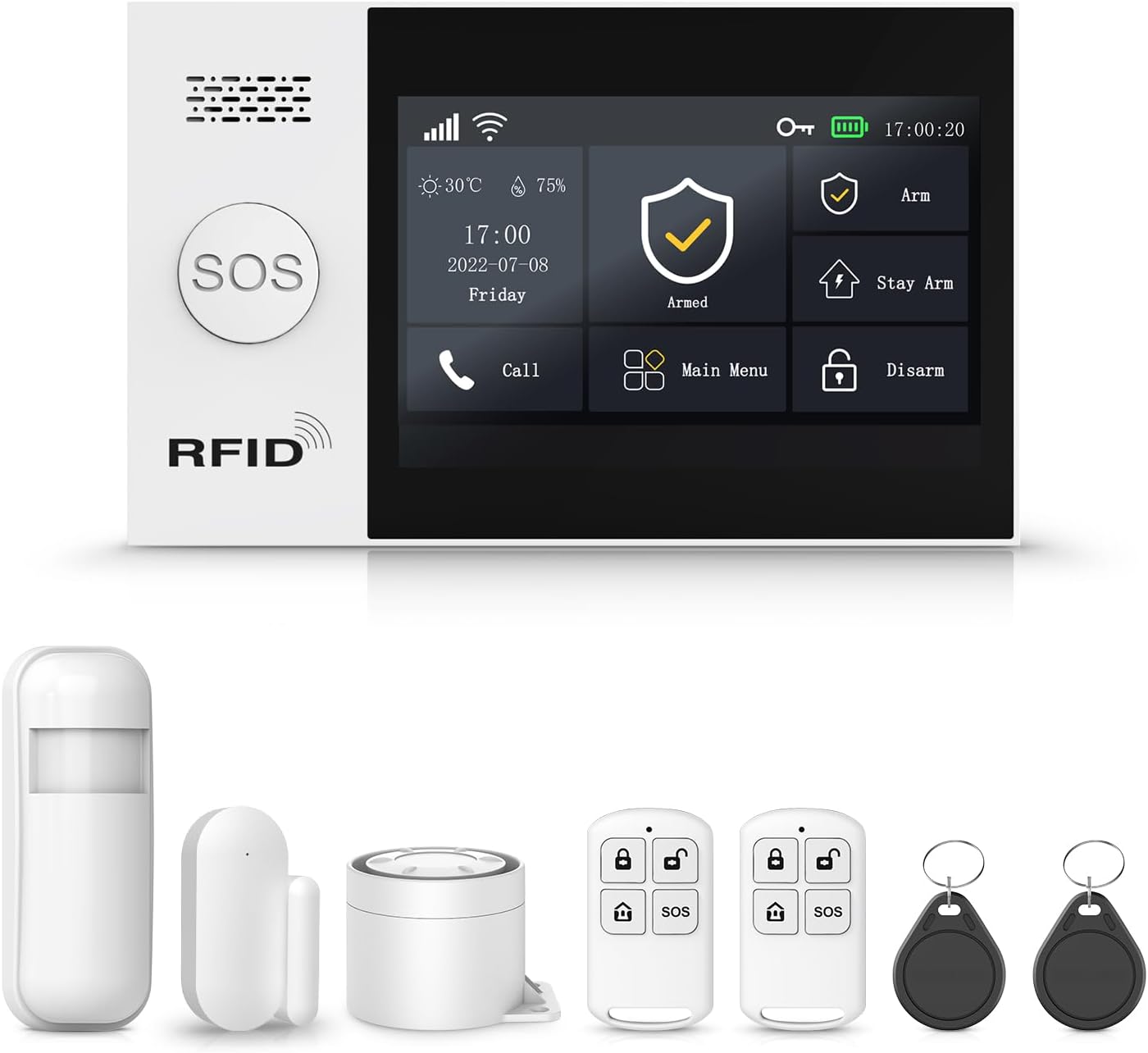 Home Alarm System,Wireless Security System with Touch Screen DIY Kit,Remote & Phone App Control,WiFi+GSM/4G Door/Motion Sensors Compatible with Alexa for Apartment,Kids Safety,Office NO Monthly Fees
