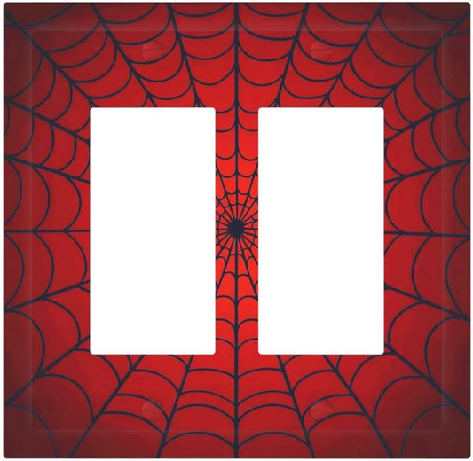 Red Spider Web Black Line Simplicity Decorative Outlet Covers 2 Gang Double Gfci Rocker Electrical Wall Panels Light Switch Cover Plate For Kids Room Home Decor
