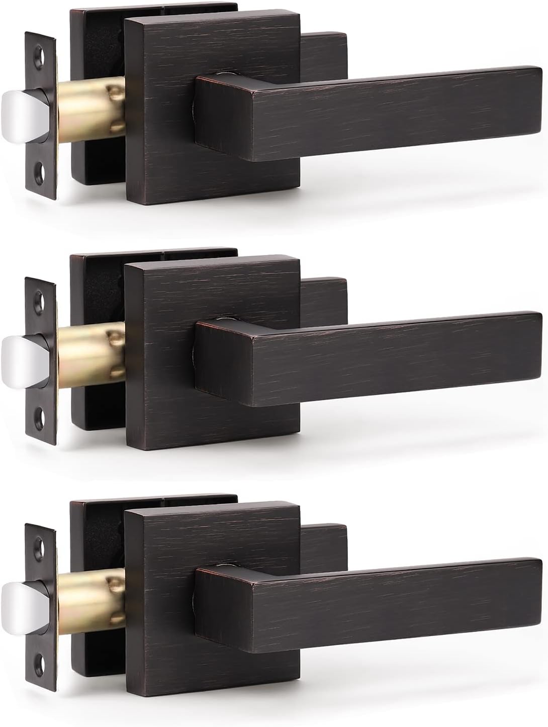 KNOBWELL Oil Rubbed Bronze Interior Door Handles Heavy Duty Door Levers Passage Door Handle Set Durable Door Hardware, Left or Right Handing, Easy Installation 3 Pack 2.07 lb One Lever