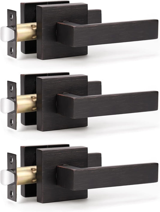 KNOBWELL Oil Rubbed Bronze Interior Door Handles Heavy Duty Door Levers Passage Door Handle Set Durable Door Hardware, Left or Right Handing, Easy Installation 3 Pack 2.07 lb One Lever
