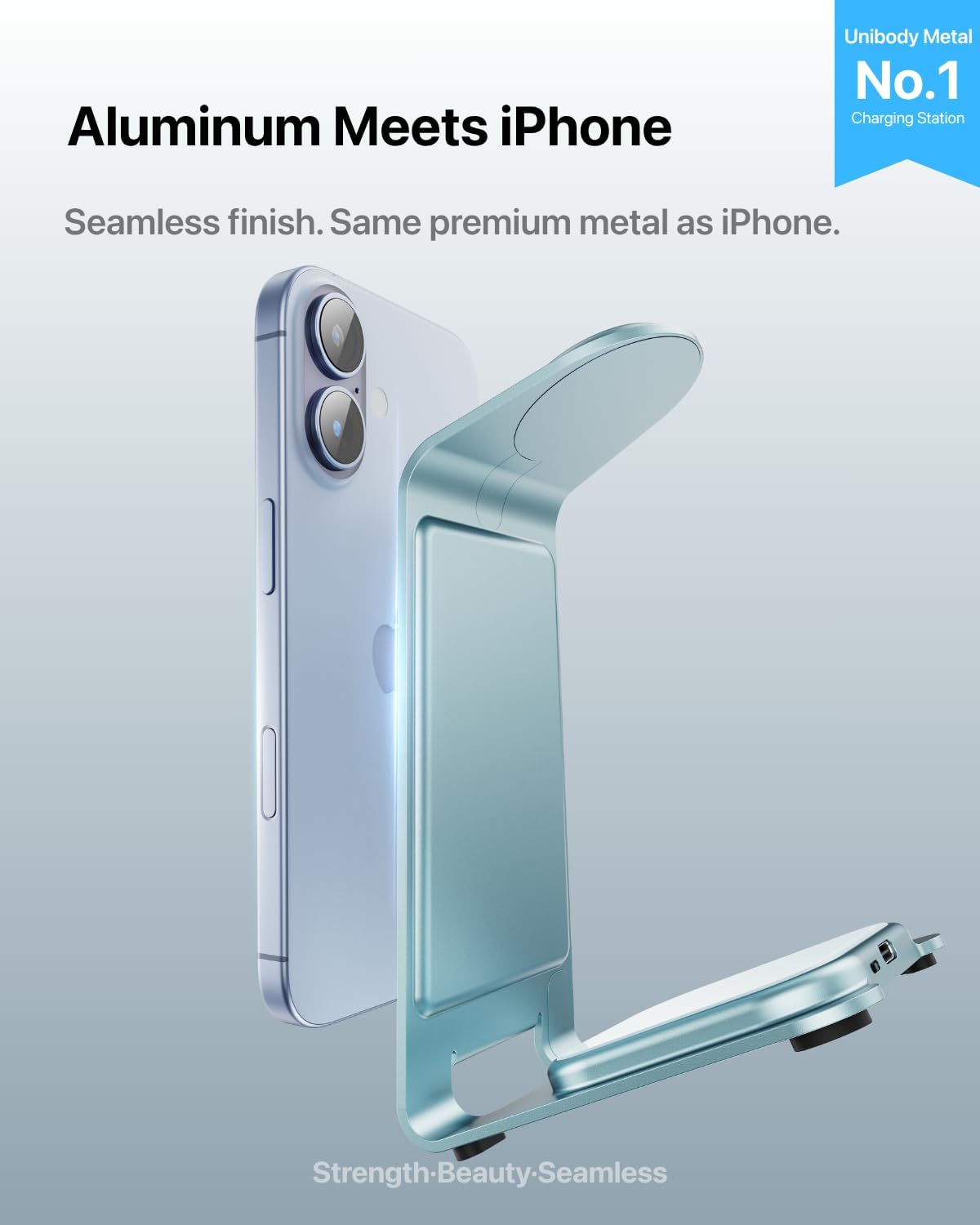 Intoval 3 in 1 Wireless Charging Station for iPhone 17 16 15 14 13 12 11 Pro Max X XS XR, Aluminum Unibody Wireless Charger for Apple Watch 11 10 9 8 7 Ultra SE 3 2, for AirPods 4 Pro 2 3 (Blue)