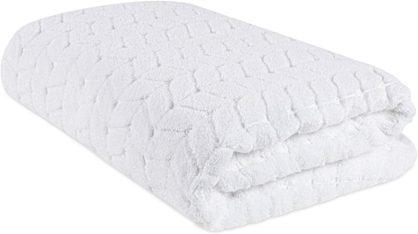 BAGNO MILANO Turkish Bath Towels, Soft Plush Jacquard Luxury Bath Towels, Quick Dry Towel Set (White, Bath Sheet)