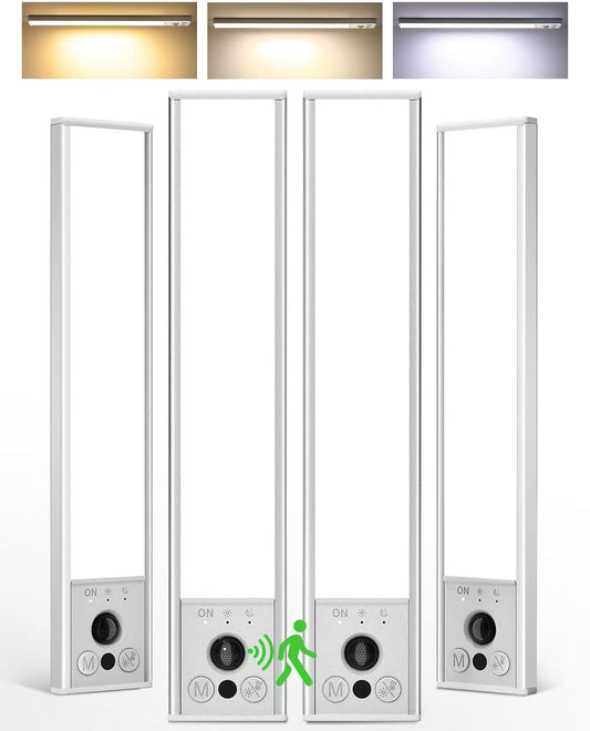 EZVALO 4-Pack Under Cabinet Lights, 2300mAh Rechargeable Motion Sensor Light Indoor, Wireless Closet Lights Battery Operated, with 3 Color Temps, Dimmable, Magnetic, for Kitchen, Stair, Pantry(8inch)
