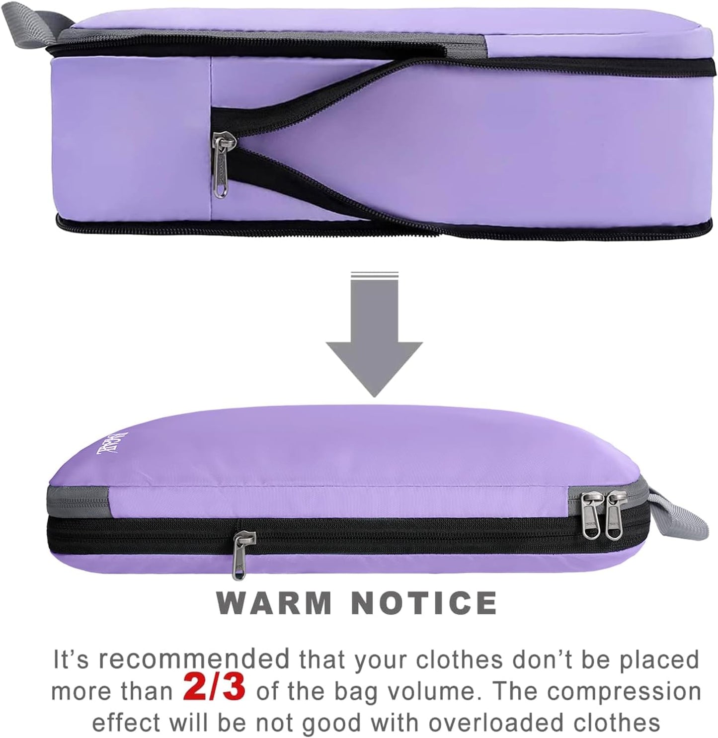 BAGAIL 4 Set/6 Set/8 Set Compression Packing Cubes Travel Accessories Expandable Packing Organizers(Lavender ClothPattern 4 Set)
