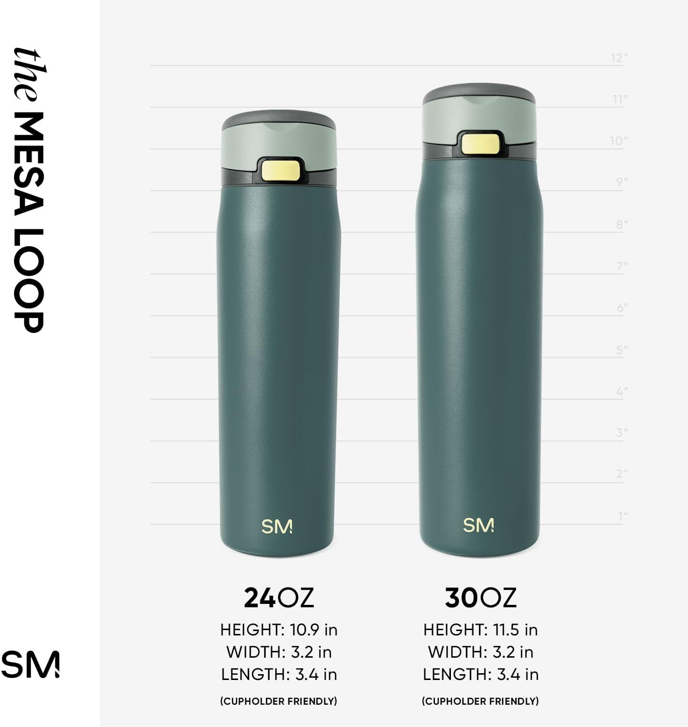 Simple Modern Mesa Loop Water Bottle with Covered Straw and Handle | 24oz Cup Holder Friendly Insulated Stainless Steel Bottles for Travel, Sports and School | Steel Harbor