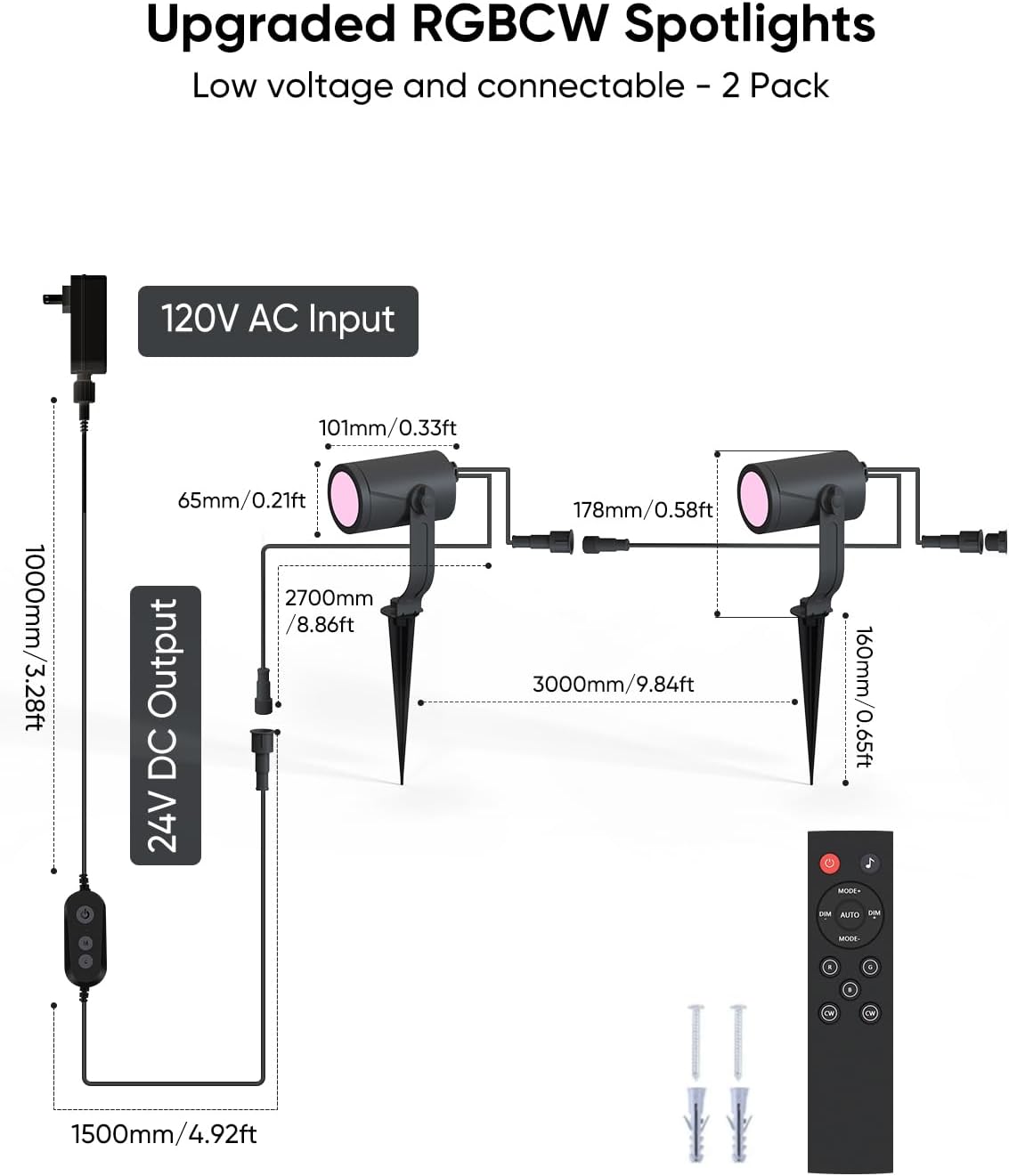 APPECK Smart Outdoor Spot Light 600lm, RGBCW+IC Color Changing Landscape Lights 2 Pack, IP65 Waterproof Low Voltage Landscape Lighting, App/Voice Control for Garden Pathway Yard Christmas Decor