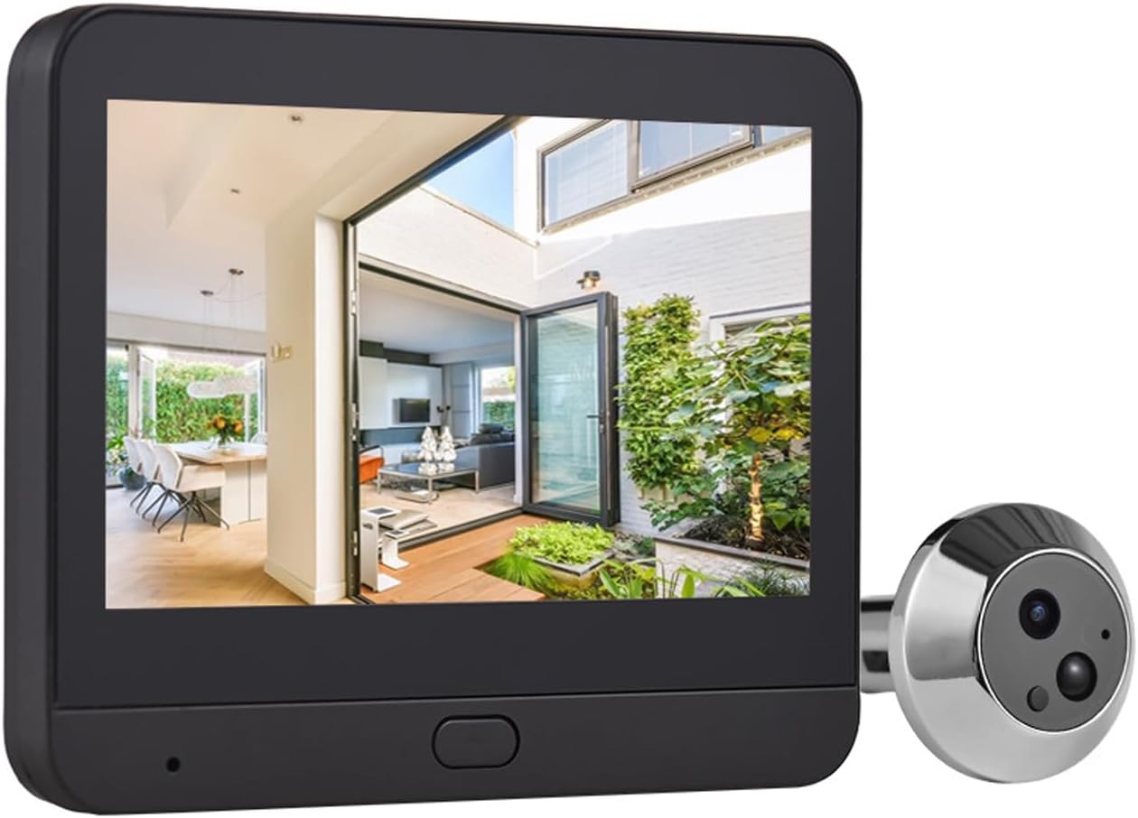 Smart Video Doorbell Camera, WiFi Door Peephole Camera with 4.3in Display Monitor, Tuya APP Wireless Digital Door Viewer, Smart Motion Detection, Night Vision, Rechargeable 5000Ah Battery