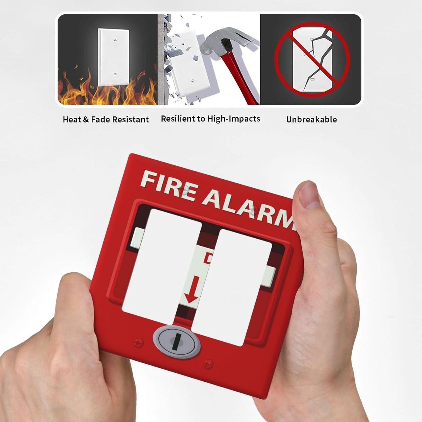 Decorative Outlet Covers Artistic Red Fire Alarm Motifs 2 Gang Wall Plate Double Rocker Two Switch Wall Cover Plate Light Switch Cover Plate Faceplate for Country Bedroom Home Decor
