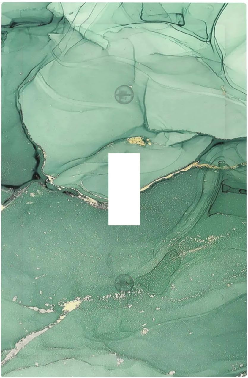 Decorative Light Switch Cover Simple Green Marble 1 Gang Single Toggle Device Electrical Faceplate Switchplates Decorator Outlet Wall Plate for living Room Office Decor