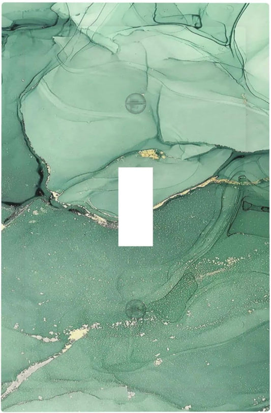 Decorative Light Switch Cover Simple Green Marble 1 Gang Single Toggle Device Electrical Faceplate Switchplates Decorator Outlet Wall Plate for living Room Office Decor