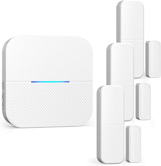 AIDA Door Alarms When Opened Wireless Ring Chime Sensor Alarm for Business/Home/Kids - 600ft Range, 58 Ringtones, 5 Volume Levels, Open Alert, Easy Install (1 Receiver + 3 Sensor)