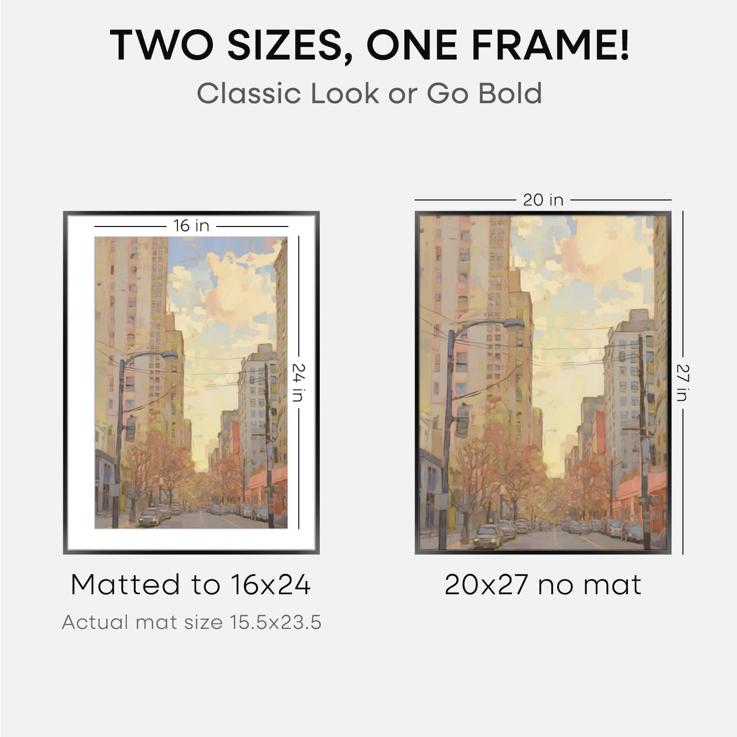 Homeforia 20x27 Picture Frame Black, High End Metal 20x27 Poster Frames with Mat 16x24 for Photo, 20 x 27 Black Frame Matted to 16 x 24 inch Print, 27x20 Thin Frame, Tempered Glass, Wall Kit, Set of 1