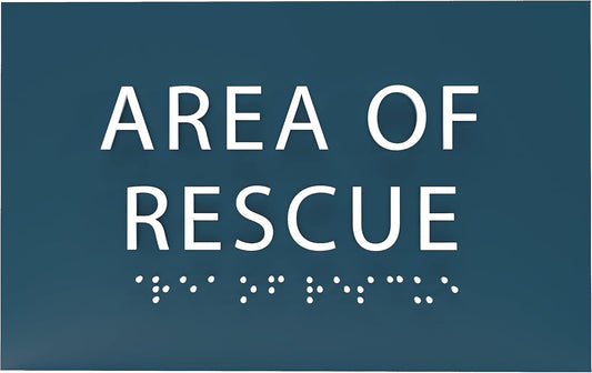 6" X4" Area of Rescue Sign - ADA Compliant Tactile Graphics Grade 2 Braille Text Wall Sign | Emergency Assistance, Refuge Place Sign for Schools, Offices, Apartments & Restaurants