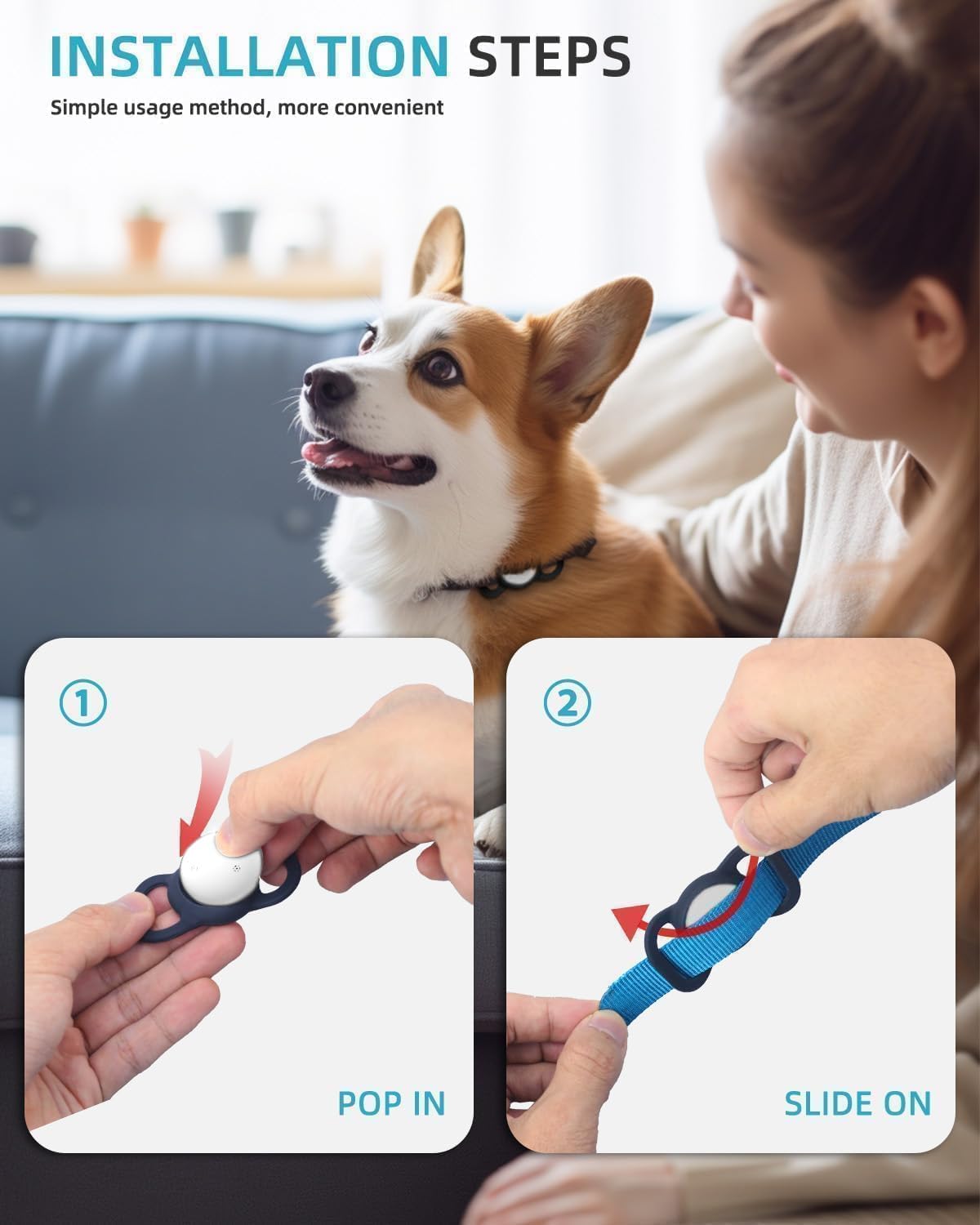 GPS Tracker for Dogs (1 Pack), Mini GPS Cat Tracker, Smart Pet Activity Tracker (iOS Only), No Monthly Fee, Compatible with Apple Find My, Anti-Lost, Finder Tag for Vehicles/Pets/Items