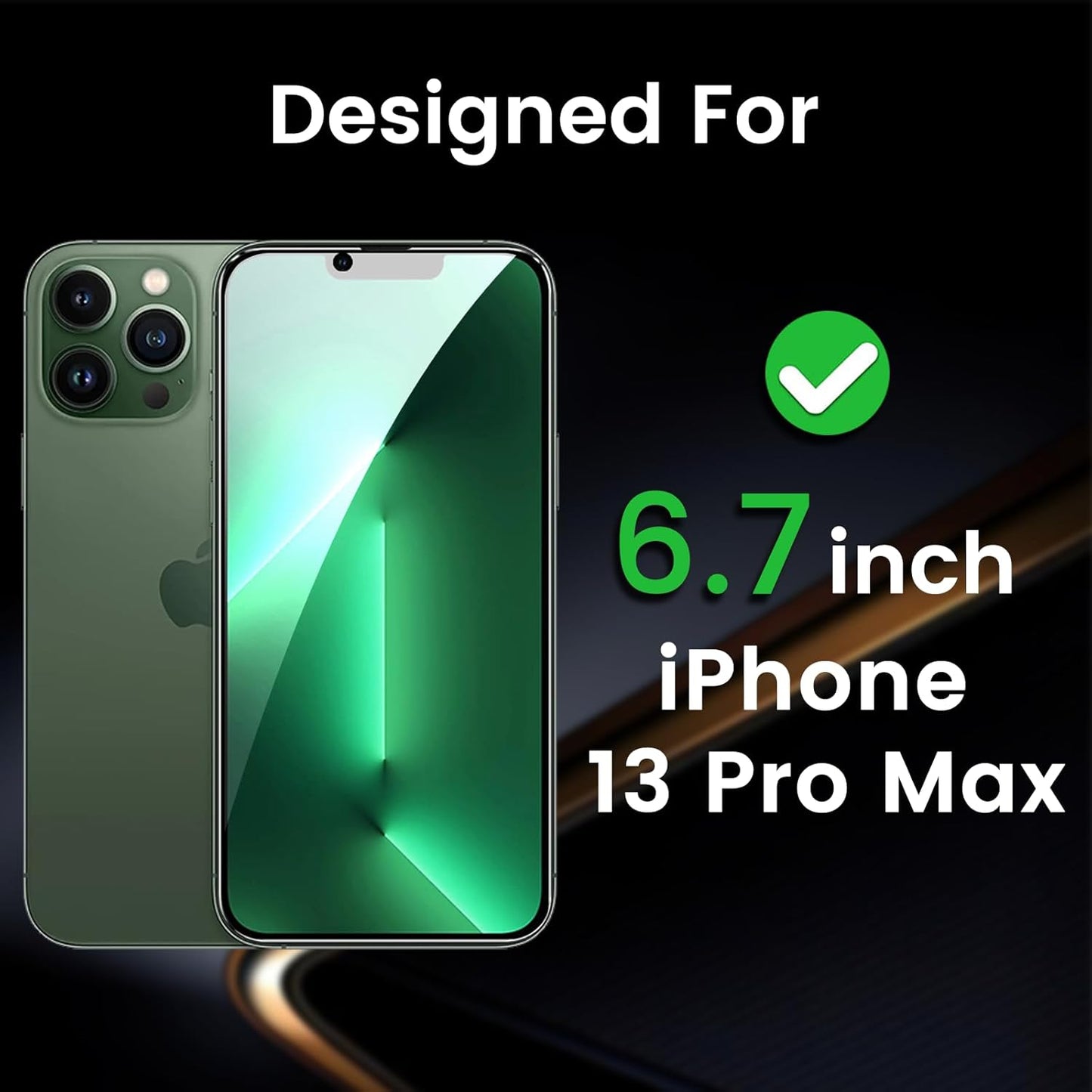 3 Pack Privacy Screen Protector for iPhone 13 Pro Max 6.7 Inch with 3 Pack Camera Lens Protector, Anti Spy Tempered Glass Film, Anti-Scratch, Touch Sensitive, Case Friendly
