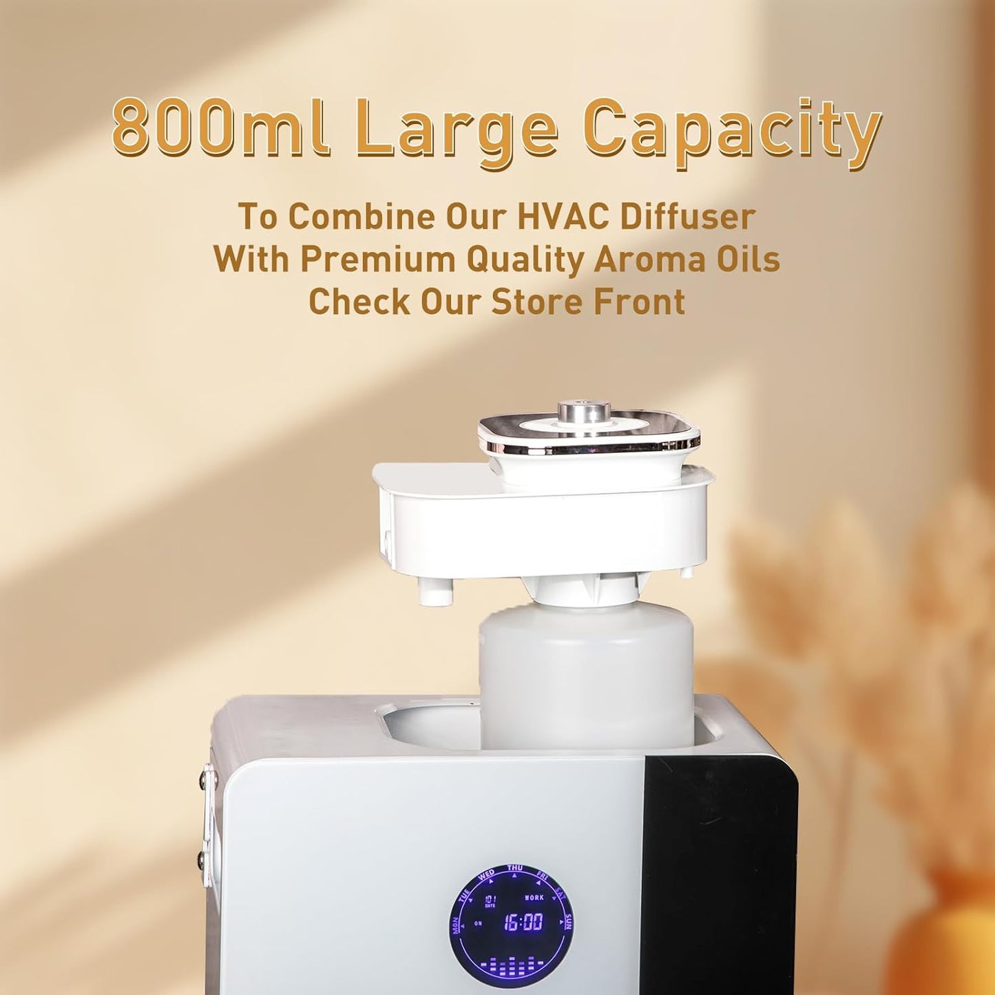 Essential Oil Diffuser HVAC Scent Machine, Waterless Diffusers Long Lasting Aroma 800ML Smart WIFI & APP & Touch Screen Control Oil Level Monitoring 4000 Sq.Ft for Whole House,Hotel,Mall,Office